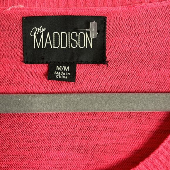 Mia Maddison Pink Lightweight Long Sleeve Sweater Lace Bottom Size Medium - Picture 2 of 9